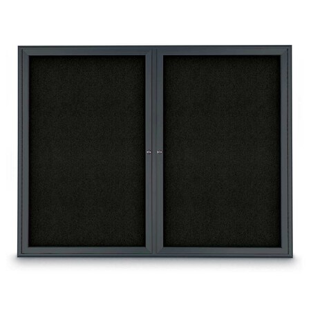 United Visual Products Sliding Door Indoor Enclosed Corkboard, 9 UV9030ACS-WHITE-AMETHY